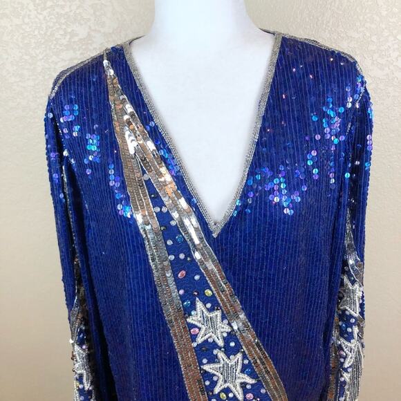 Judith Ann Creations Sequin Star Silk Tunic Dress - Picture 4 of 14